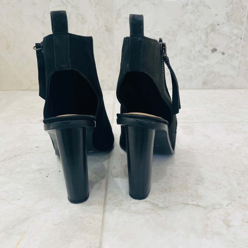 GIANNI BINI {6} Booties Black Suede Block Heel Side Zip "Tylar" - Picture 4 of 13